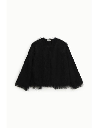 Blazer curto efeito pele com mangas largas Dixie