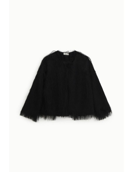 Blazer curto efeito pele com mangas largas Dixie