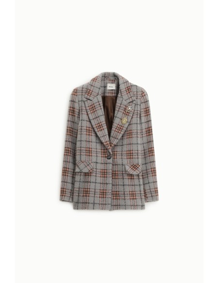 Blazer Xadrez com Lapela e Botões Dixie