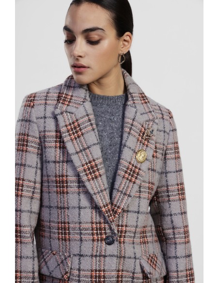 Blazer Xadrez Com Lapela E Botões Dixie