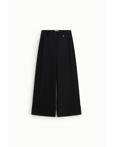 Calças Palazzo Cropped Perna Larga com Dobra Dixie