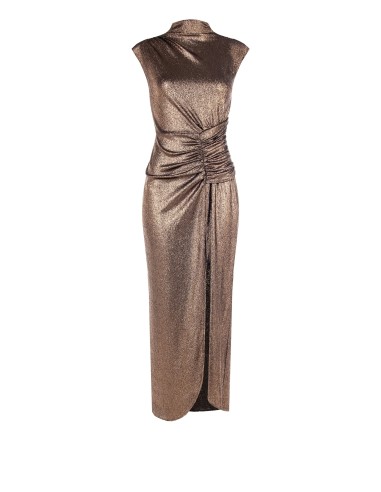 Vestido longo justo em lurex com alças Rinascimento