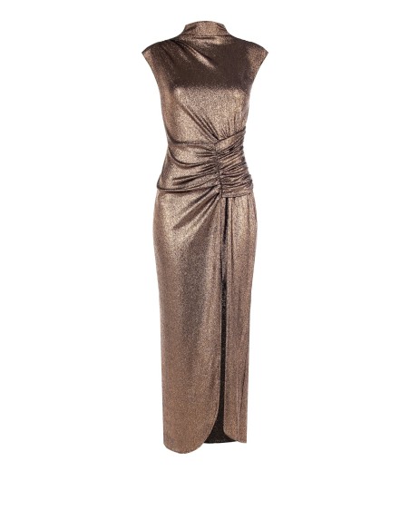 Vestido longo justo em lurex com alças Rinascimento