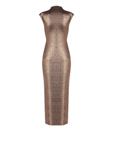 Vestido longo justo em lurex com alças Rinascimento