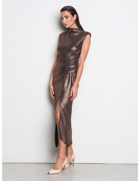 Vestido Longo Justo em Lurex com Alças Rinascimento