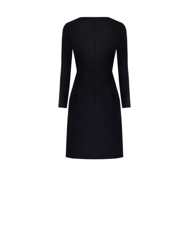 Abito Corto A Tubino In Tessuto Bi-Stretch Con Fascia In Georgette ...