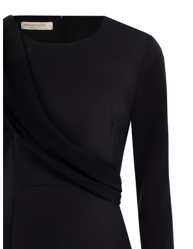 Vestido curto tubinho em tecido bi-stretch com faixa em georgette Rinascimento