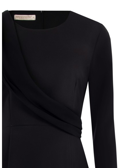 Vestido curto tubinho em tecido bi-stretch com faixa em georgette Rinascimento