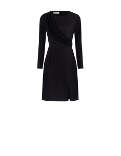 Abito Corto A Tubino In Tessuto Bi-Stretch Con Fascia In Georgette ...