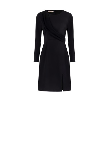 Abito Corto A Tubino In Tessuto Bi-Stretch Con Fascia In Georgette ...