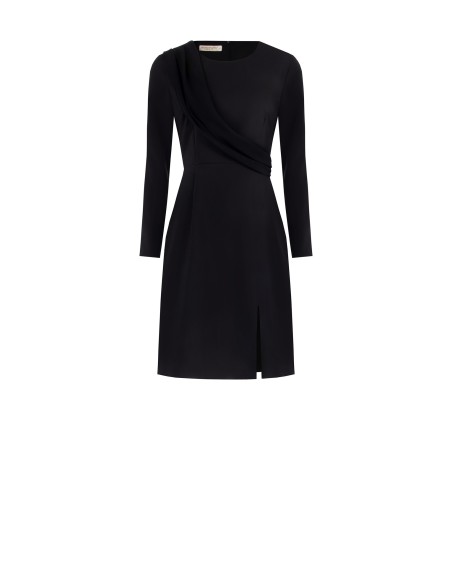 Vestido Curto Tubinho Em Tecido Bi-Stretch Com Faixa Em Georgette Rinascimento