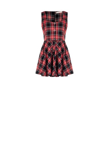 Vestido Curto Rodado em Tartan com Fio Lurex Efeito Glitter Rinascimento