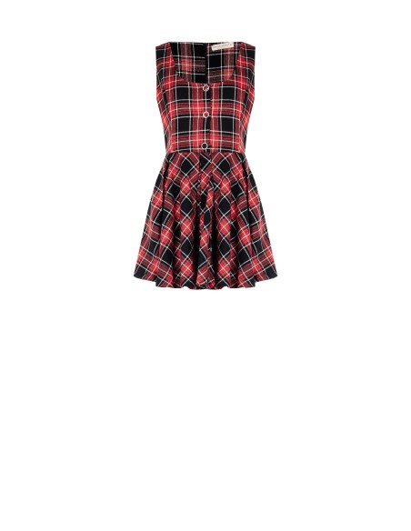 Vestido Curto Rodado em Tartan com Fio Lurex Efeito Glitter Rinascimento