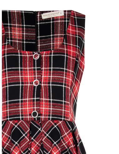 Vestido Curto Evasê em Tartan com Fio de Lurex Efeito Glitter Rinascimento