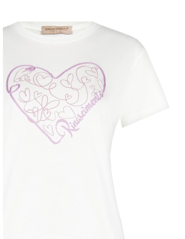 T-shirt regular em algodão com coração bordado Rinascimento