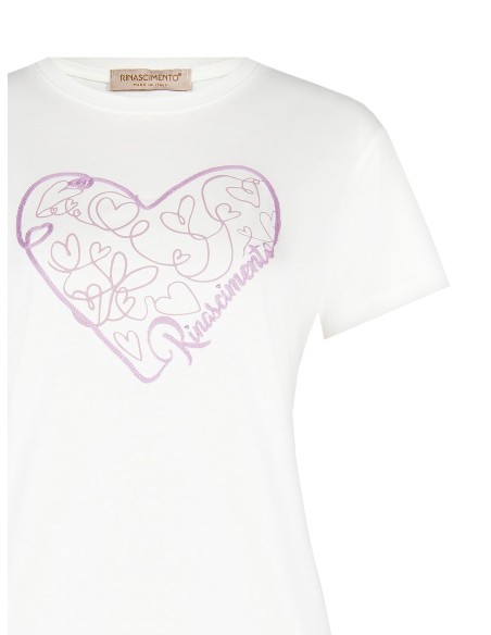 T-shirt regular em algodão com coração bordado Rinascimento