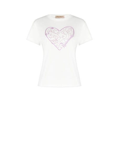 T-shirt regular em algodão com coração bordado Rinascimento