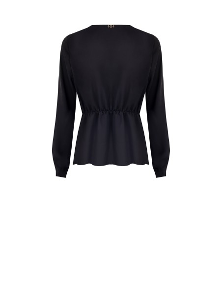 Blusa em cetim opaco com decote em V cruzado Rinascimento