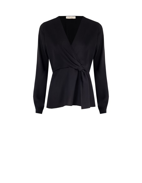Blusa em cetim opaco com decote em V cruzado Rinascimento