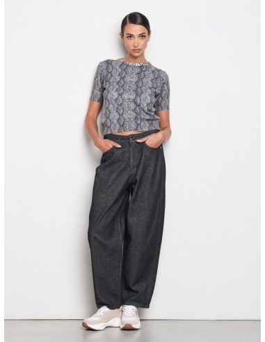 Jeans wide leg com etiqueta com logótipo no bolso traseiro Rinascimento