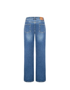 Jeans straight com plaqueta de logótipo no bolso traseiro Rinascimento 2