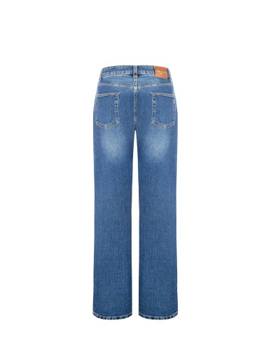 Jeans Straight com etiqueta de logótipo no bolso traseiro Rinascimento