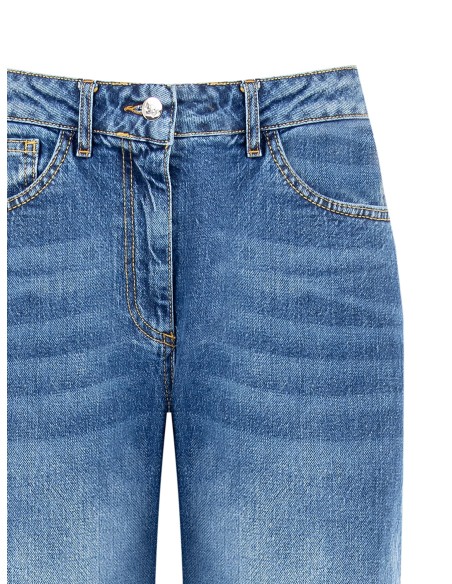 Jeans de corte recto com etiqueta com o logótipo no bolso traseiro Rinascimento