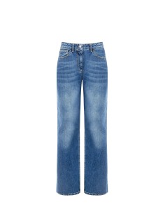 Jeans straight com plaqueta de logótipo no bolso traseiro Rinascimento