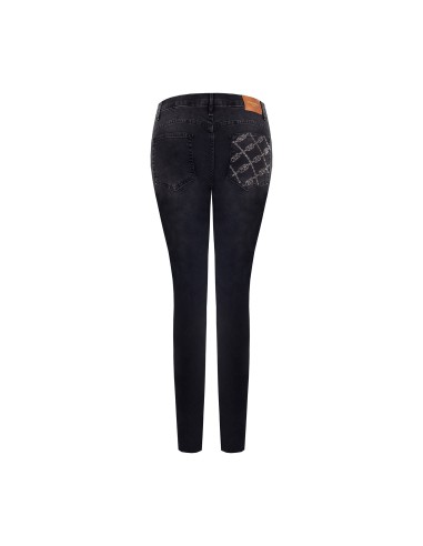Jeans skinny elásticos com strass e logótipo no bolso traseiro Rinascimento