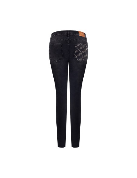 Jeans skinny elásticos com strass e logótipo no bolso traseiro Rinascimento