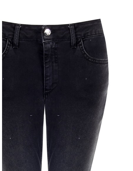 Jeans skinny elásticos com strass e logo no bolso traseiro Rinascimento