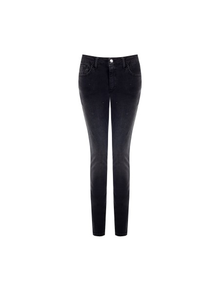 Jeans Skinny Elásticos com Strass e Logótipo no Bolso Traseiro Rinascimento