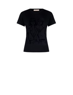 T-shirt de corte regular em algodão com estampa de figuras femininas flocada Rinascimento