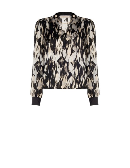 Blusa Ampia In Raso Con Bottoni E Catena Removibili Rinascimento - ...