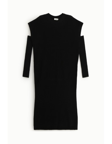 Vestido midi canelado com fenda lateral Dixie