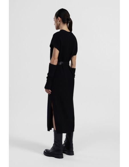 Vestido Midi Canelado com Fenda Lateral Dixie