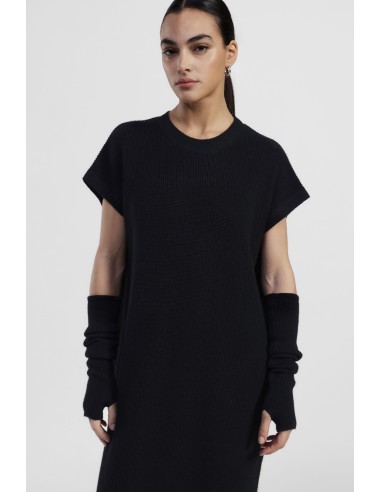 Vestido midi canelado com fenda lateral Dixie