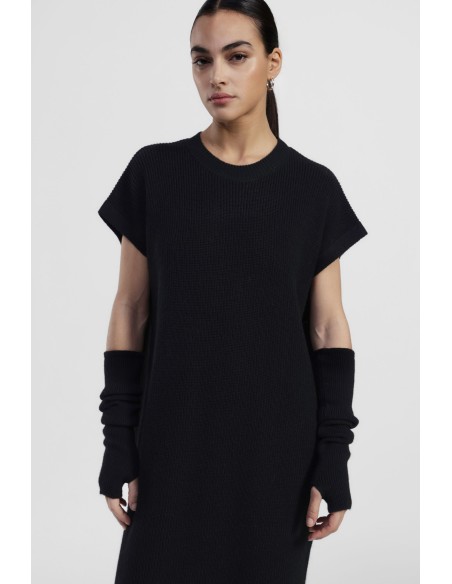 Vestido midi canelado com fenda lateral Dixie