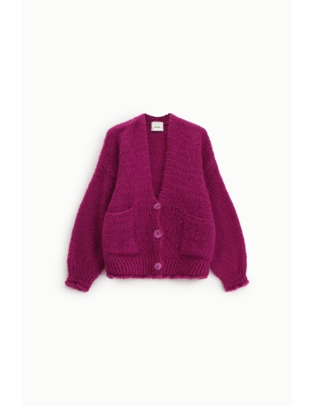 Cardigan com Ponto Grosso e Bolsos Frontais Dixie
