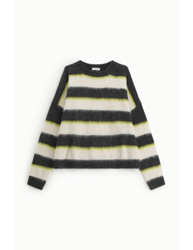 Camisola de Gola Redonda com Riscas Largas Macia Dixie