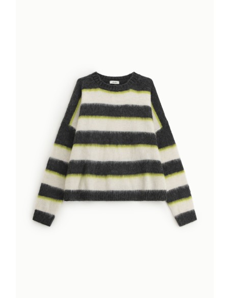 Camisola de Gola Redonda com Riscas Largas Macia Dixie