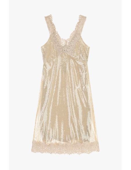 Abito Corto Con Paillettes E Bordi In Pizzo Dixie - Vestiti Firmati...