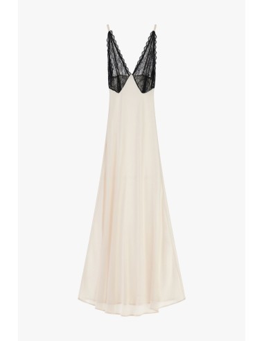 Vestido Longo Com Pormenores Em Renda E Alças Finas Dixie