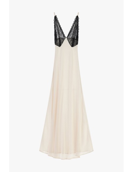 Vestido Longo Com Pormenores Em Renda E Alças Finas Dixie