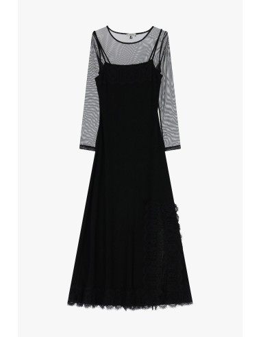 Vestido Longo com Aplicações em Renda e Mangas Semitransparentes Dixie