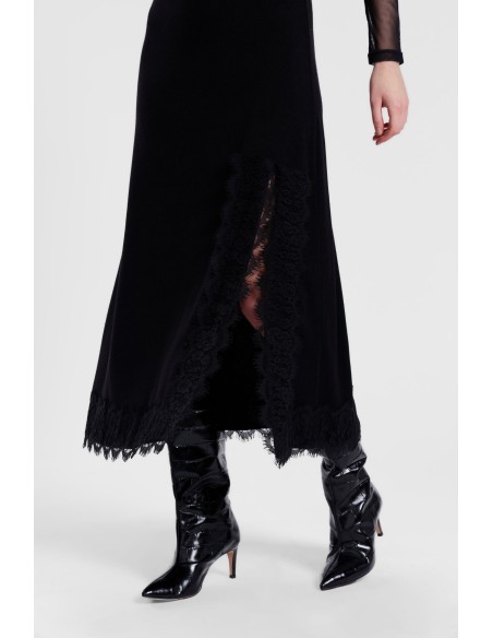 Vestido longo com inserções em renda e mangas semitransparentes Dixie