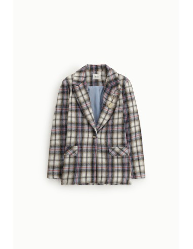 Blazer Xadrez com Bolsos de Aba e Botões Joia Dixie