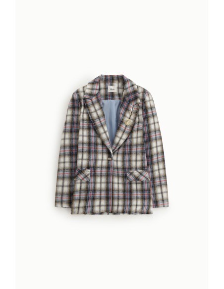 Blazer Xadrez com Bolsos de Aba e Botões Joia Dixie