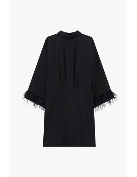 Vestido Curto com Mangas Amplas e Inserções Acolchoadas Dixie