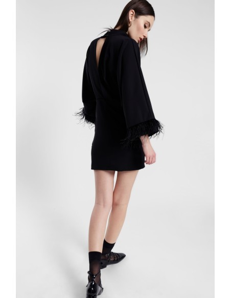 Abito Corto Con Maniche Ampie E Inserti Piumati Dixie - Vestiti Fir...